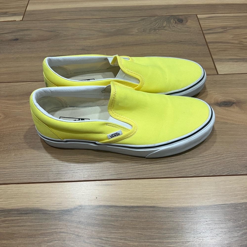 Neon yellow slip on vans, size 9.5 worn 2-3 times